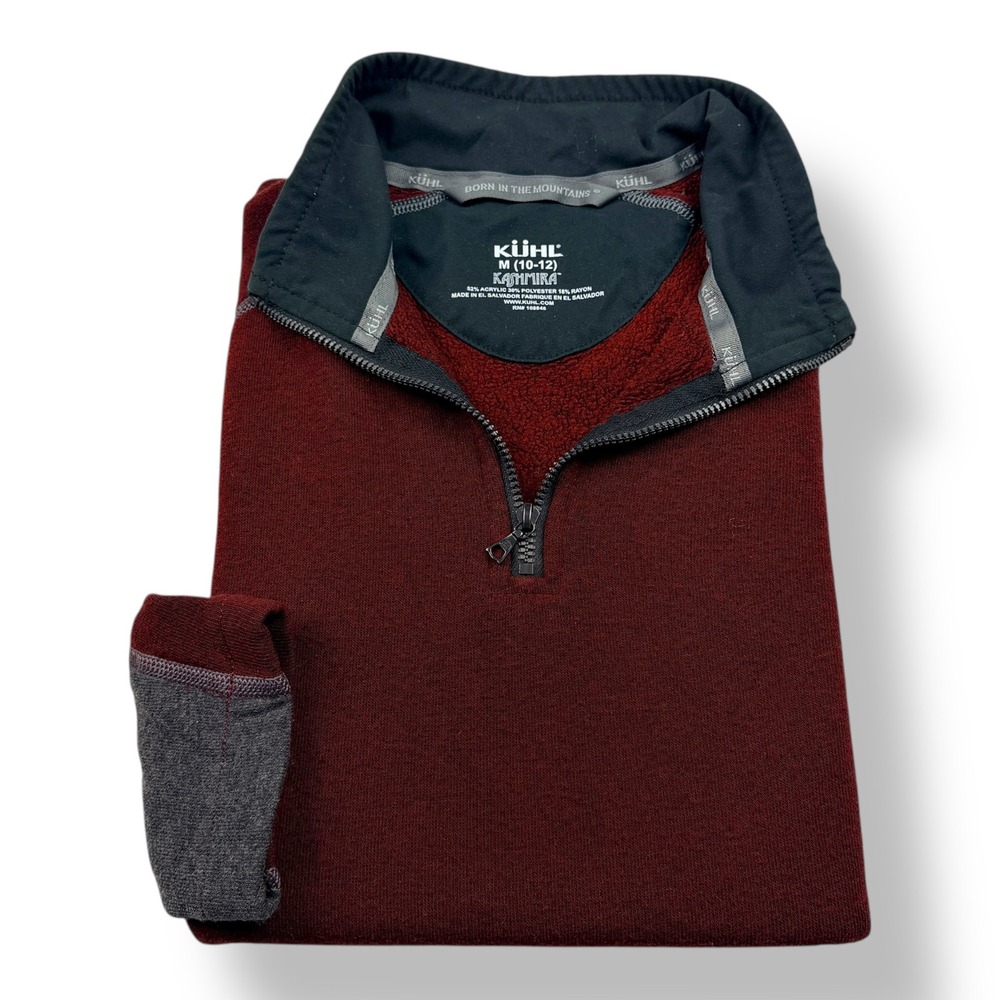 Kuhl‎ Kashmira Youth Medium 10-12 1/4 Zip Pullover Burgundy Red Fleece Sweater